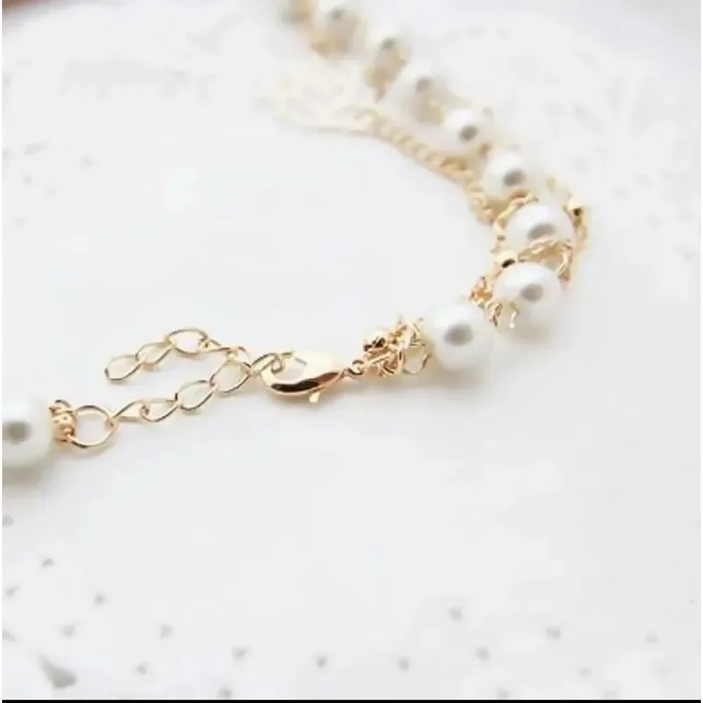 Long Imitation Pearl & Camillia Flower Necklaces
